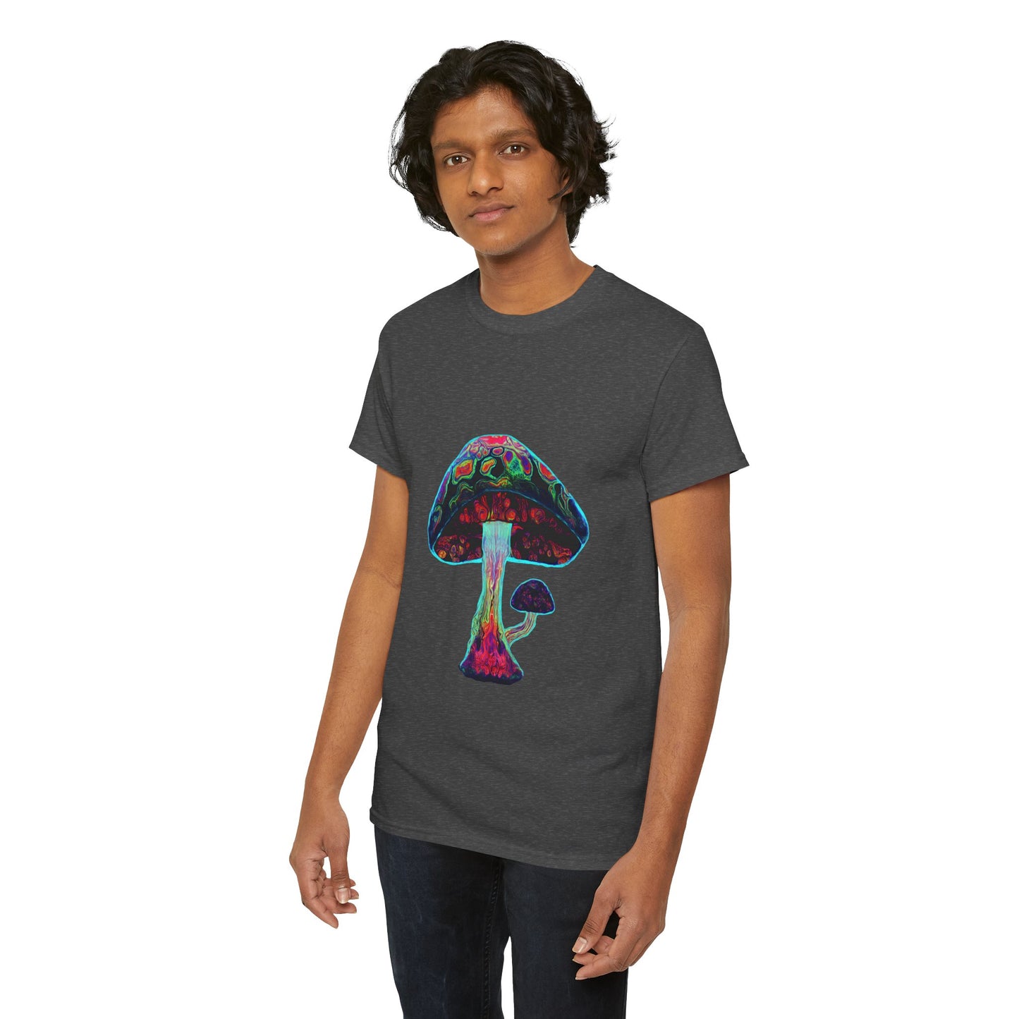 Tie Dye Psychedelic Mushroom 3 -Tee, Unisex Heavy Cotton T-Shirt, Vibrant Graphic Shirt, Perfect for Festivals, Eco-friendly Gift, Casual Wea