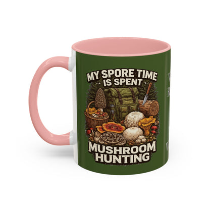Mug - "My Spore Time Is Spent Mushroom Hunting" Accent Coffee Mug (11/15oz)