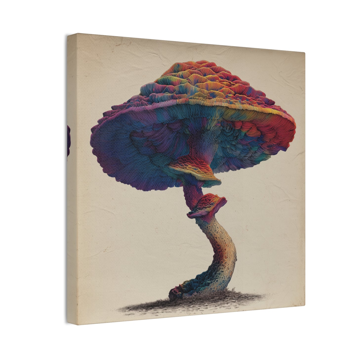 Feel the Rainbow -Mushroom Canvas Art, Stretched Wall Decor, Bohemian Home Decor, Psychedelic Wall Art, Nature-Inspired Art
