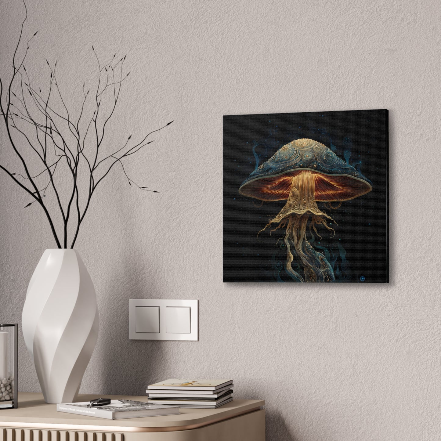 Nightlight -Mushroom Canvas Art, Stretched Wall Decor, Bohemian Home Decor, Psychedelic Wall Art, Nature-Inspired Art