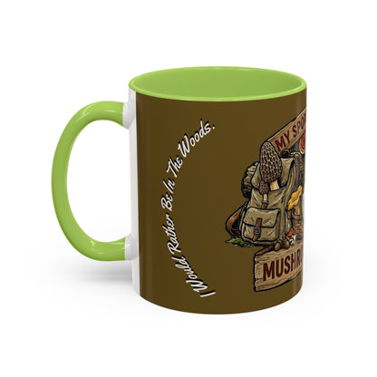 Mushroom Hunting Coffee Mug – "My Spore Time Is Spent" Rustic Forager Accent Mug