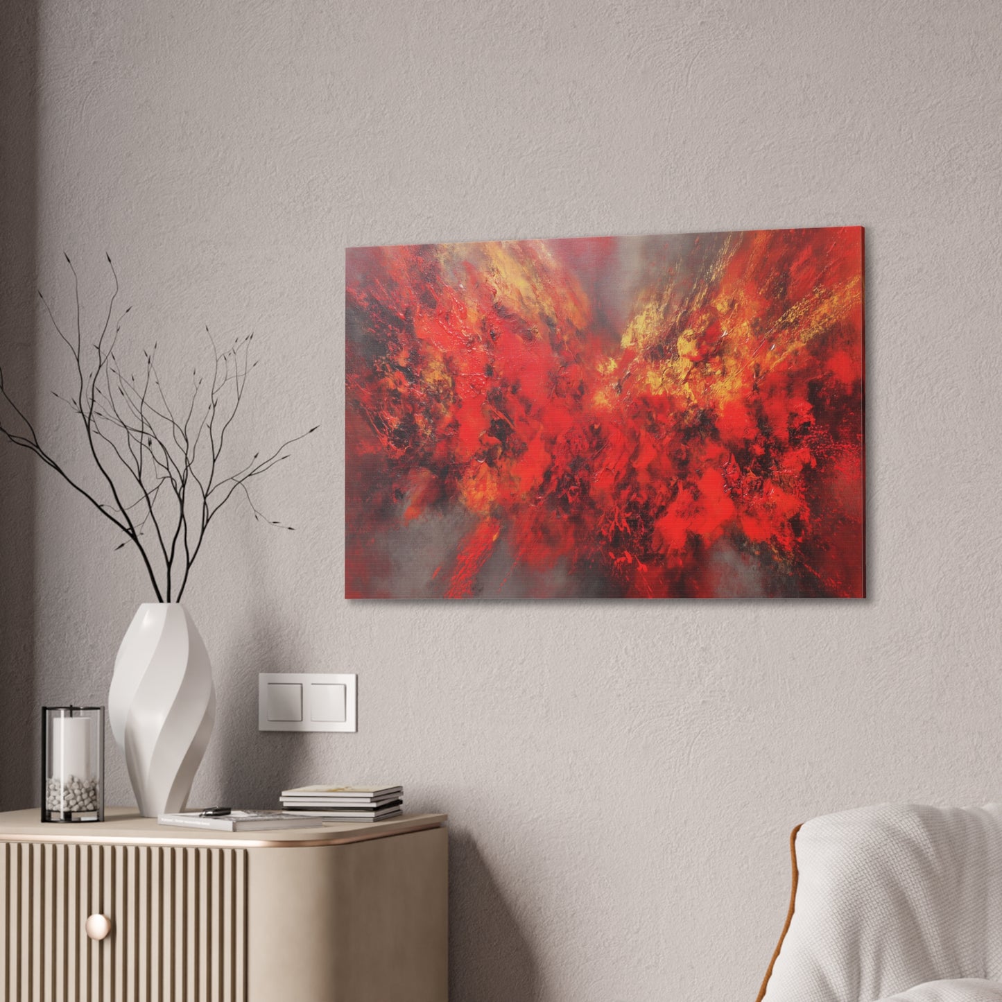 Exploding With Love -Abstract Red Canvas Wall Art