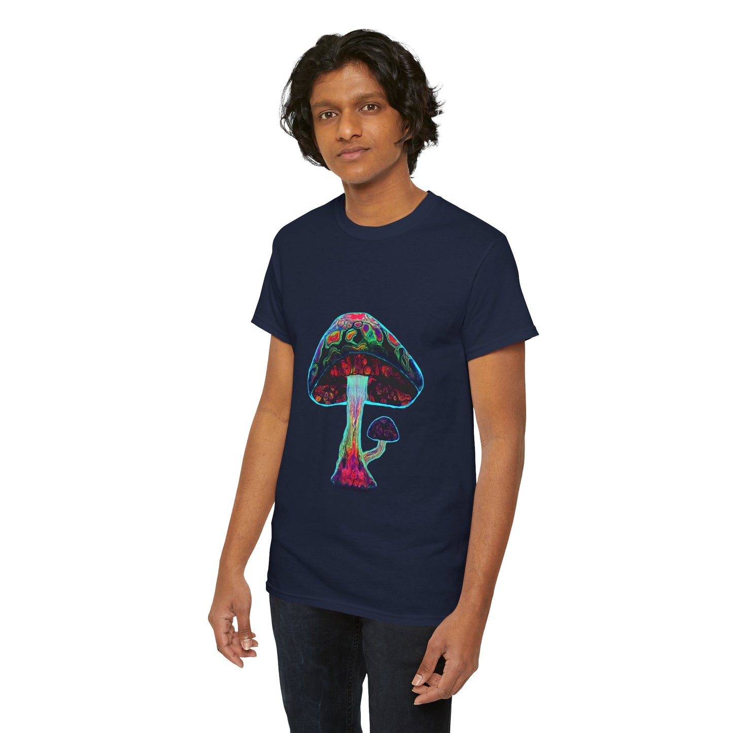 Tie Dye Psychedelic Mushroom 3 -Tee, Unisex Heavy Cotton T-Shirt, Vibrant Graphic Shirt, Perfect for Festivals, Eco-friendly Gift, Casual Wea