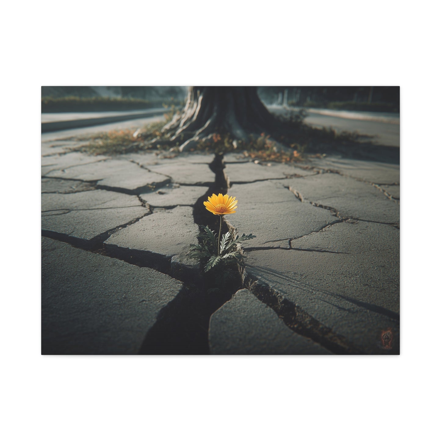 Resilience: Yellow Flower Against Concrete, Urban Nature Photography--1aceswild.myshopify.com
