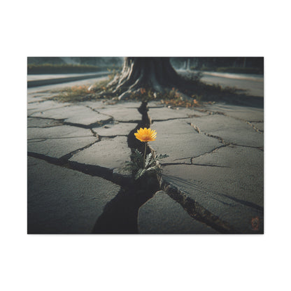 Resilience: Yellow Flower Against Concrete, Urban Nature Photography--1aceswild.myshopify.com