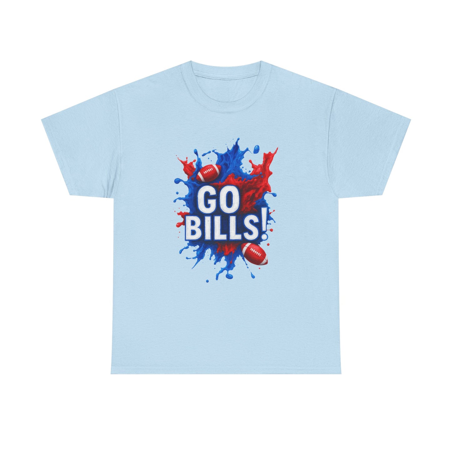 Go Bills -Cheerful Sports Tee - Go Bills! Unisex Heavy Cotton T-Shirt, Game Day Apparel, Football Fan Shirt, Spirit Wear, Gift for Sports Lovers