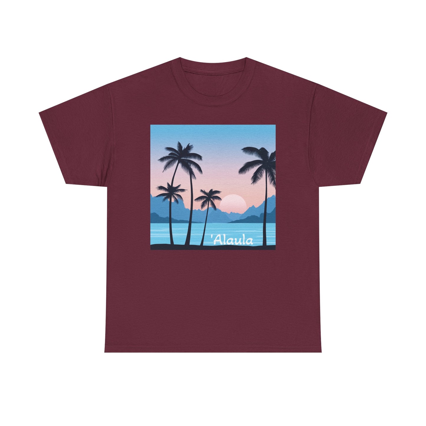 'Alaula Aloha Sunset Tee — Tropical Palm Beach Graphic T-Shirt