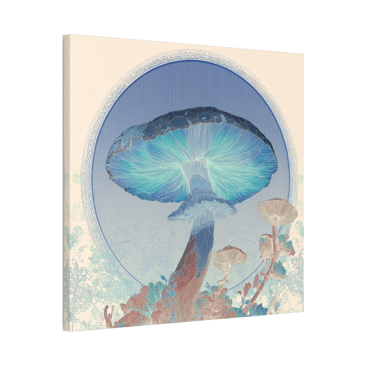 Surreal Shroom Light -Mushroom Canvas Art, Stretched Wall Decor, Bohemian Home Decor, Psychedelic Wall Art, Nature-Inspired Art