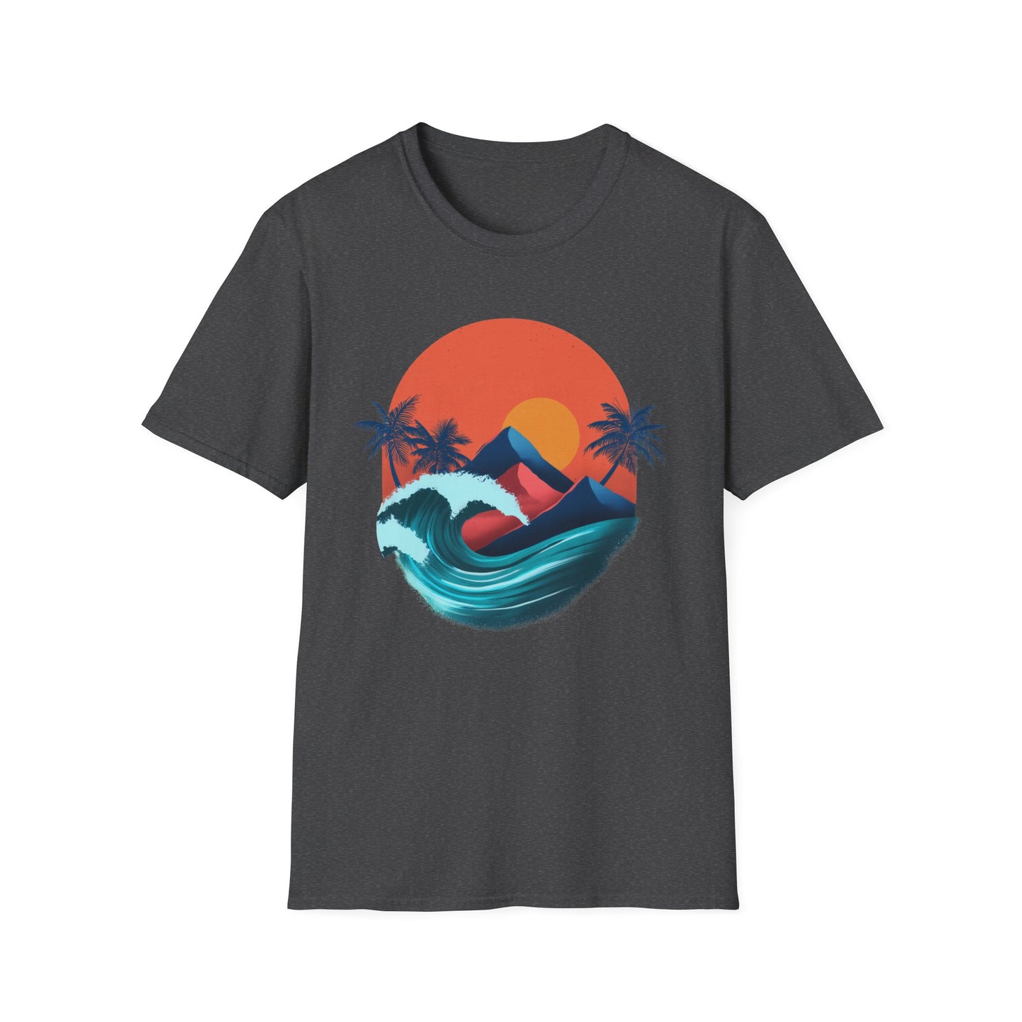 Surf Sunset Wave T-Shirt — Retro Palm Wave Beach Tee