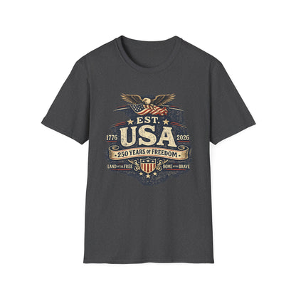 USA Established 1776–2026 Vintage Eagle T-Shirt — 250 Years of Freedom