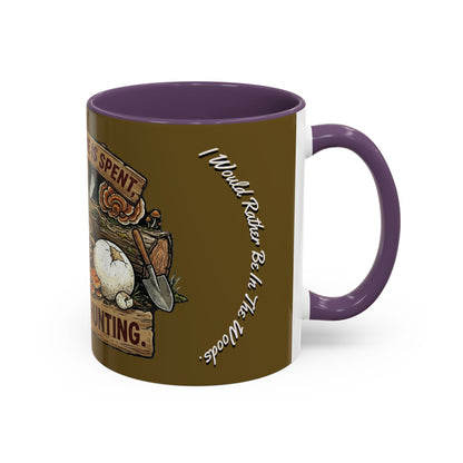 Mushroom Hunting Coffee Mug – "My Spore Time Is Spent" Rustic Forager Accent Mug