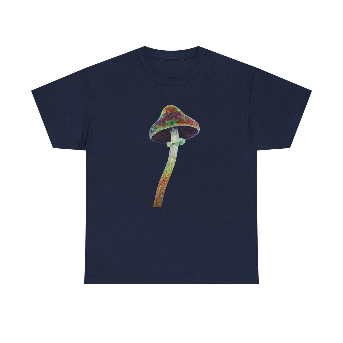 Colorful Psychedelic Mushroom2 - Tee, Unisex Heavy Cotton T-Shirt, Vibrant Graphic Shirt, Perfect for Festivals, Eco-friendly Gift, Casual Wear