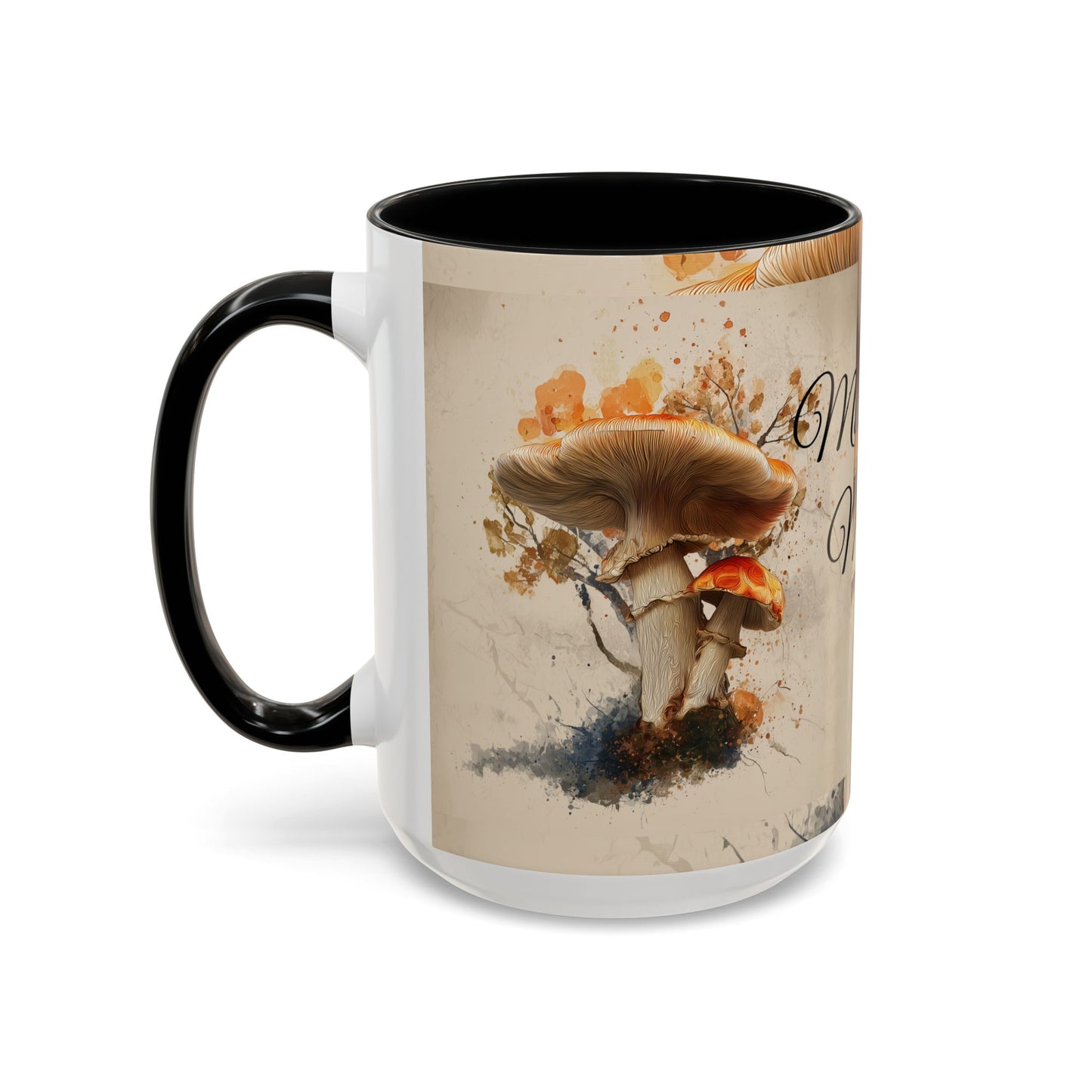 Mushroom Magic Accent Coffee Mug — 11/15oz Ceramic Cup with Woodland Fungi Design