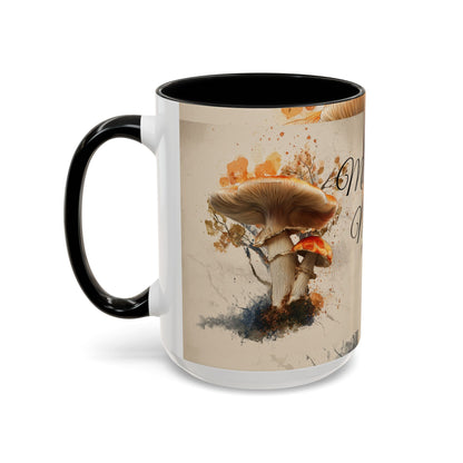 Mushroom Magic Accent Coffee Mug — 11/15oz Ceramic Cup with Woodland Fungi Design