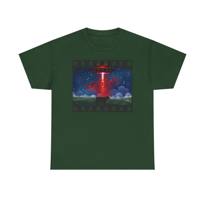 COW & UFO Tee | Unisex Heavy Cotton T-Shirt, Alien Design, Sci-Fi Merchandise, Casual Wear, Gift for Extraterrestrial Fans