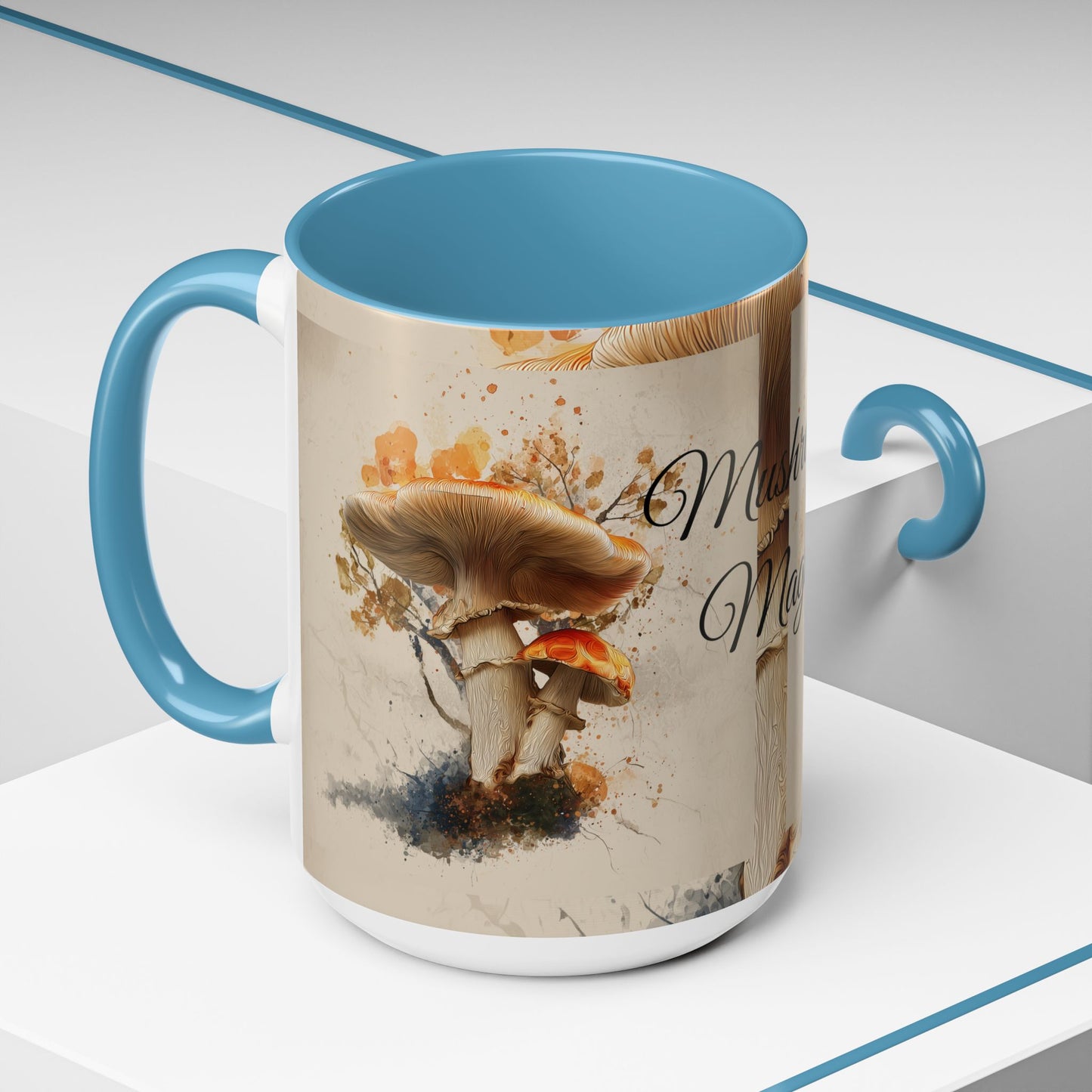 Mushroom Magic Accent Coffee Mug — 11/15oz Ceramic Cup with Woodland Fungi Design