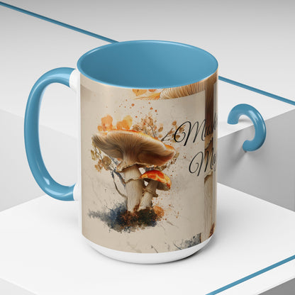 Mushroom Magic Accent Coffee Mug — 11/15oz Ceramic Cup with Woodland Fungi Design