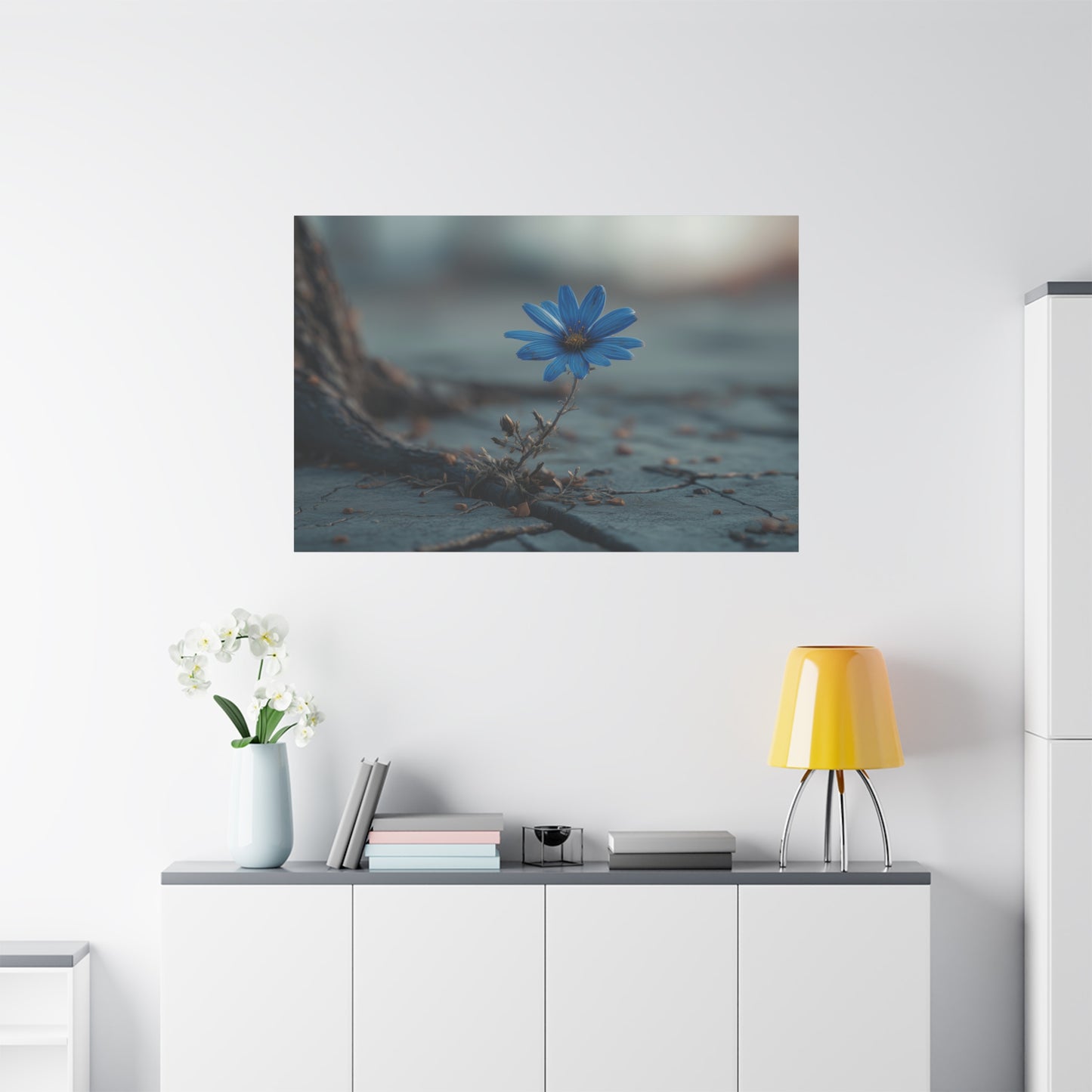 Defiant Bloom: Resilience in Gray, Hope from Stone, Nature's Triumph--1aceswild.myshopify.com
