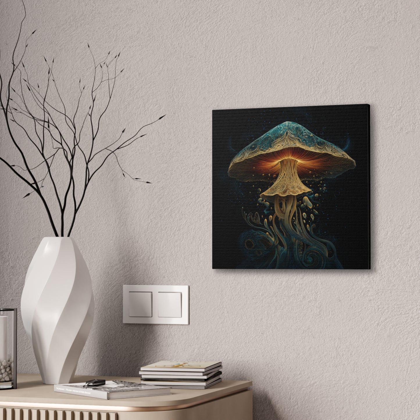 Mind Awakening -Mushroom Canvas Art, Stretched Wall Decor, Bohemian Home Decor, Psychedelic Wall Art, Nature-Inspired Art