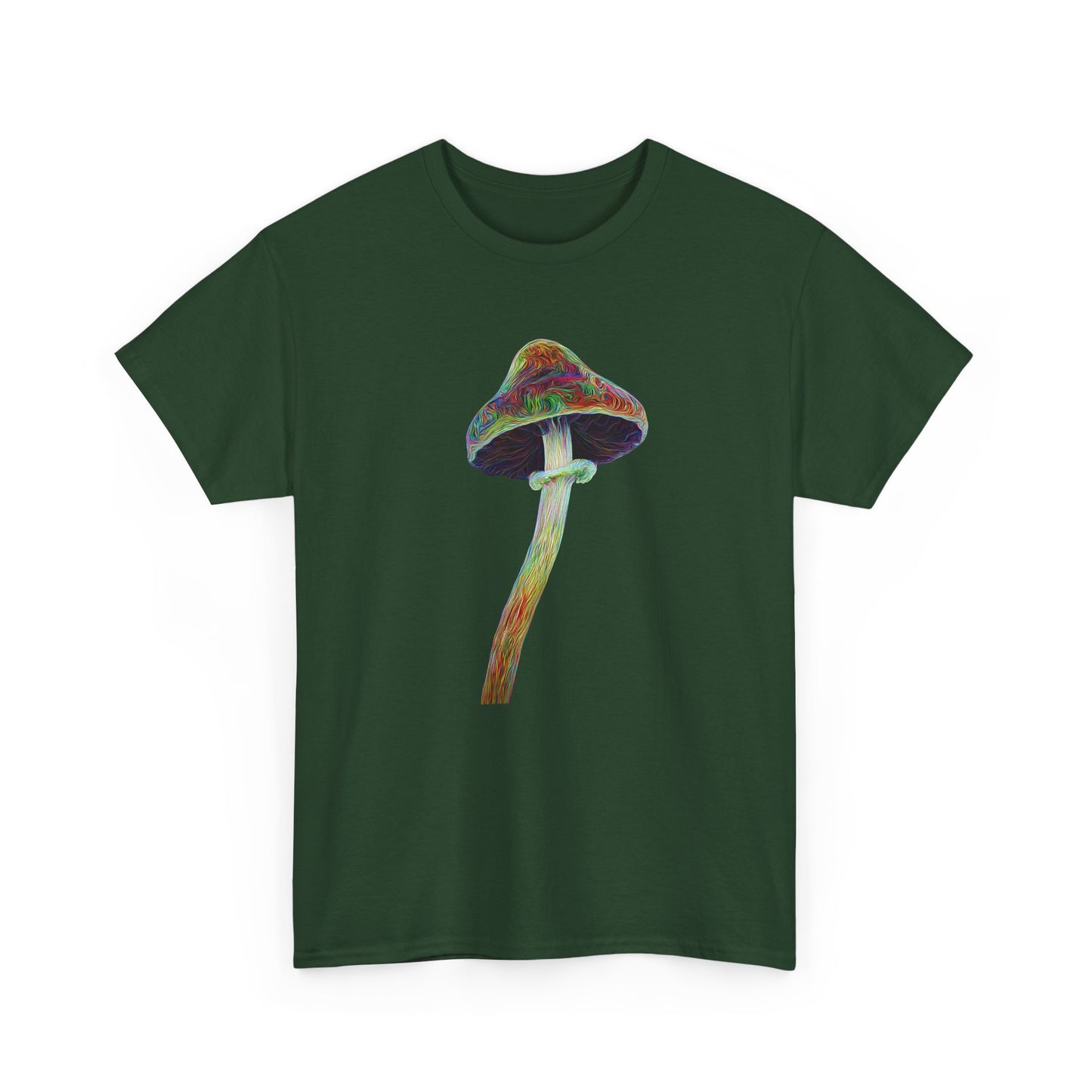 Colorful Psychedelic Mushroom2 - Tee, Unisex Heavy Cotton T-Shirt, Vibrant Graphic Shirt, Perfect for Festivals, Eco-friendly Gift, Casual Wear