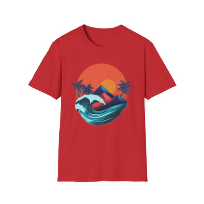 Surf Sunset Wave T-Shirt — Retro Palm Wave Beach Tee