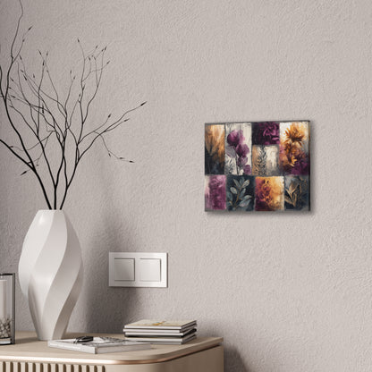 Golden Plum Series #1 Floral Canvas Wall Art, Abstract Flowers Print, Home Decor, Living Room Artwork, Purple and Gold Wall Decor