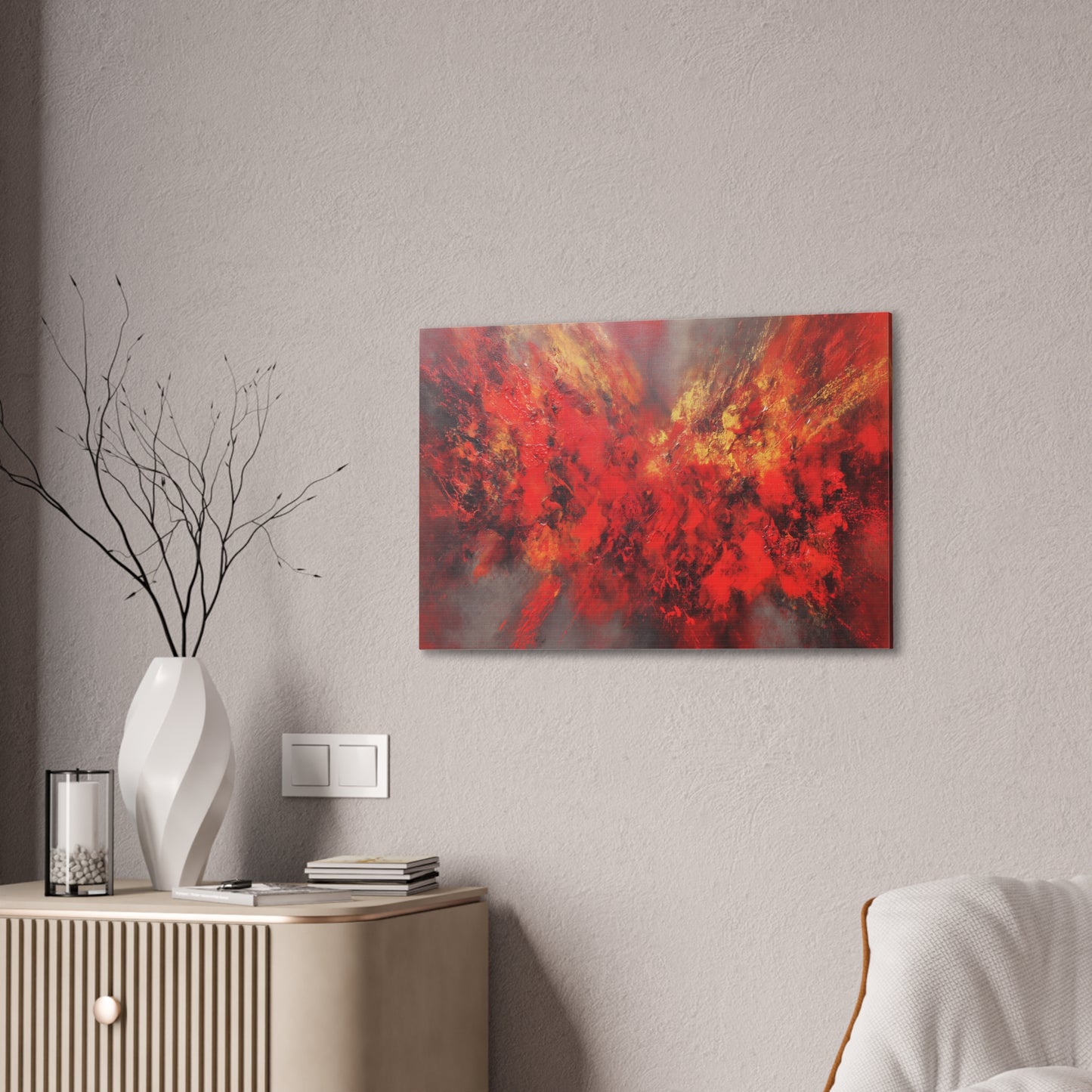 Exploding With Love -Abstract Red Canvas Wall Art