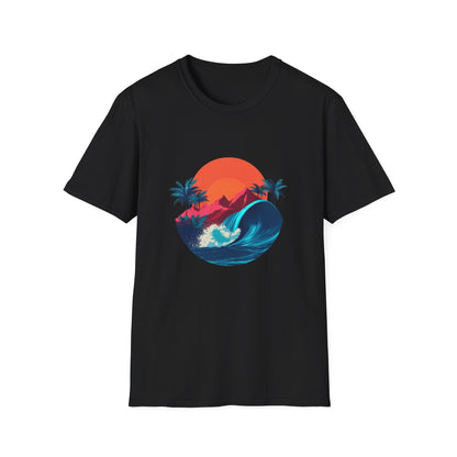 Sunset Surf T-Shirt — Retro Beach Wave Graphic Tee
