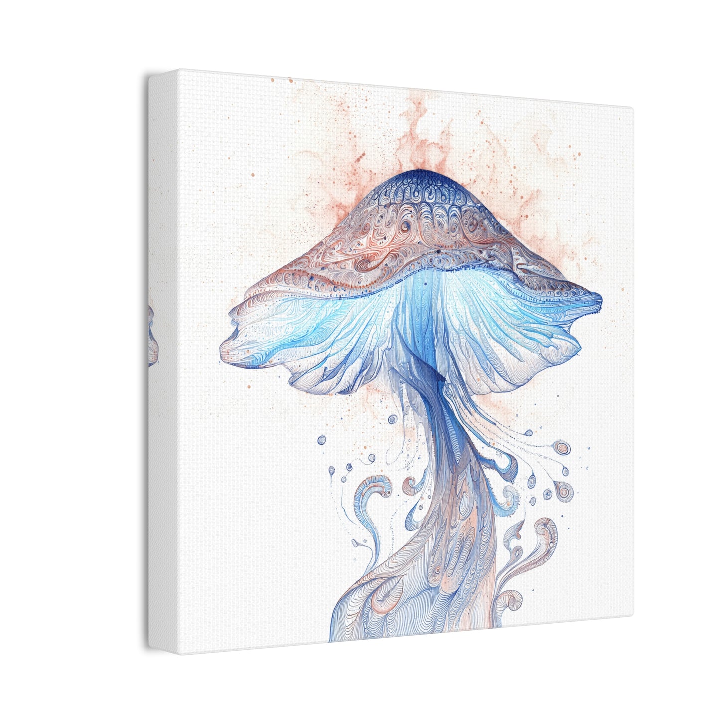 Floating High Inverse -Mushroom Canvas Art, Stretched Wall Decor, Bohemian Home Decor, Psychedelic Wall Art, Nature-Inspired Art