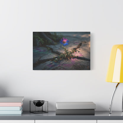 Resilience of Blue: Wildflower Through Concrete, Nature's Defiant Bloom--1aceswild.myshopify.com