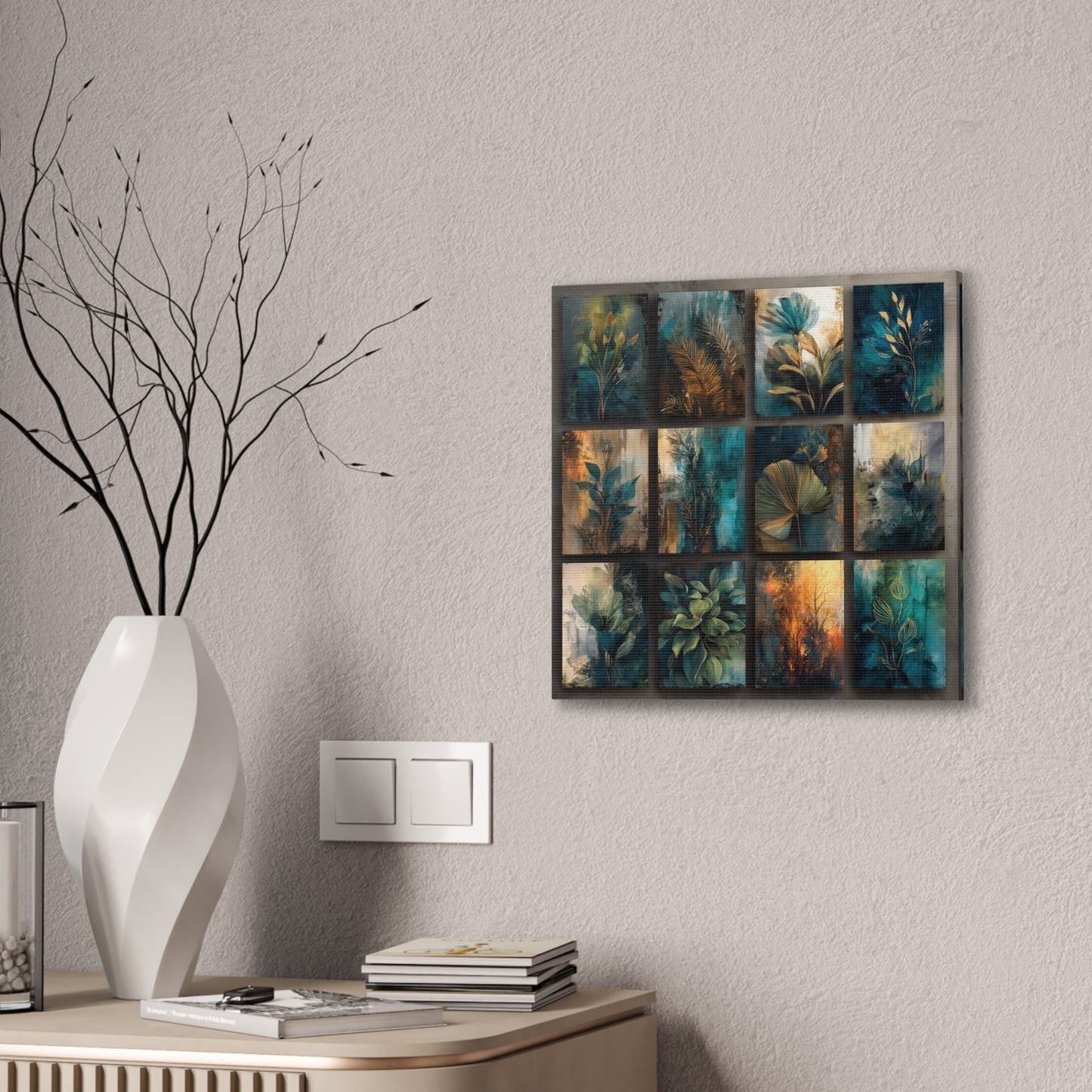 Natures Blue Green Series #1 -Botanical Wall Art, Nature-Inspired Home Décor, Eco-Friendly Canvas Print, Greenery Art Piece, Living Room Wall Hanging