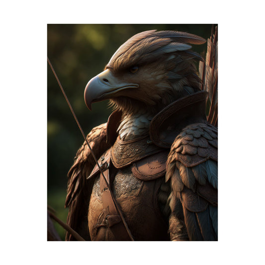 Aarakoca Ranger - Fantasy Art Satin Paper Poster — Fantasy Armor Bird Art Print