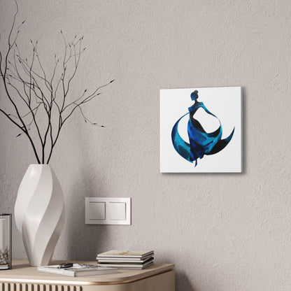 Dancing with the Water Series #1 -Elegant Art Canvas Print, Blue Dress Wall Decor, Feminine Artwork, Home Decor Gift, Birthday or Wedding Decoration