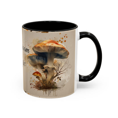 Mushroom Magic Accent Coffee Mug — 11/15oz Ceramic Cup with Woodland Fungi Design