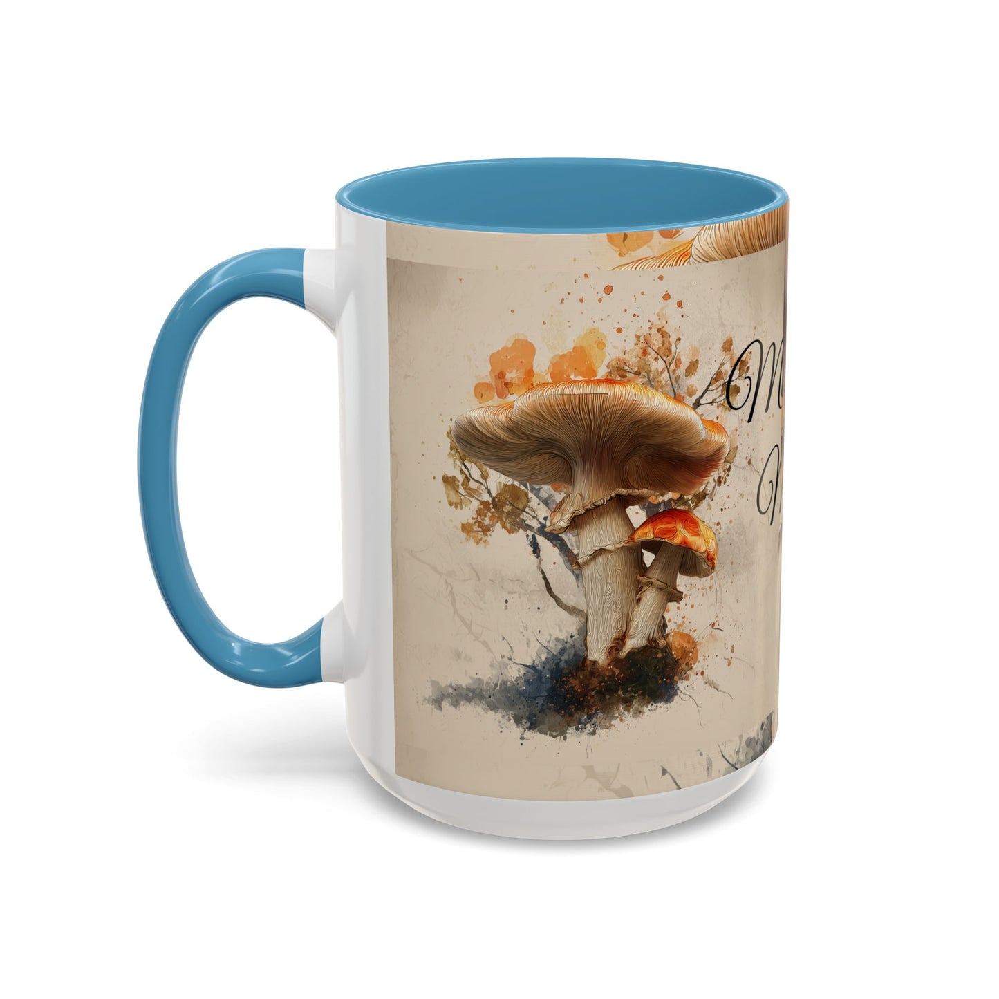 Mushroom Magic Accent Coffee Mug — 11/15oz Ceramic Cup with Woodland Fungi Design