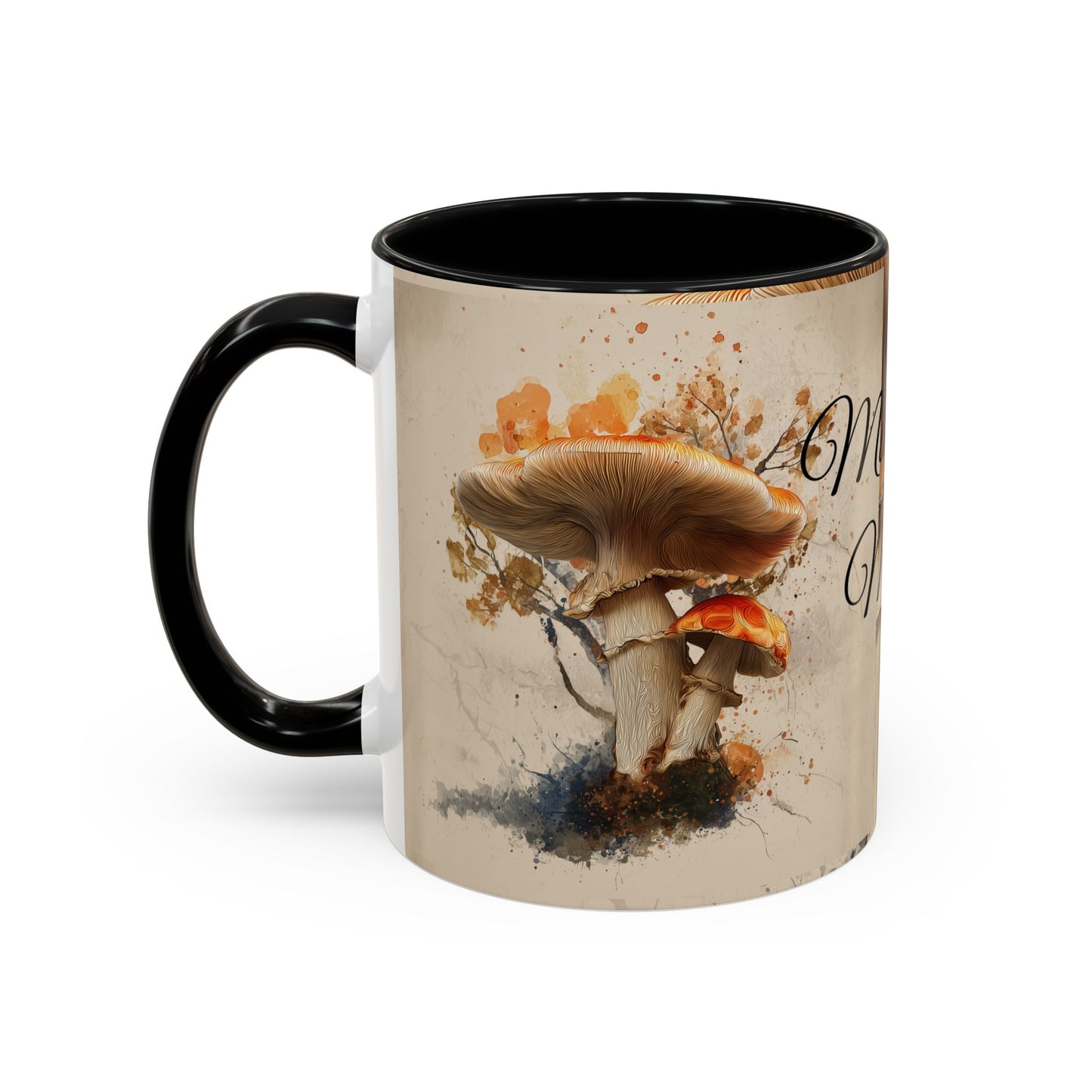 Mushroom Magic Accent Coffee Mug — 11/15oz Ceramic Cup with Woodland Fungi Design