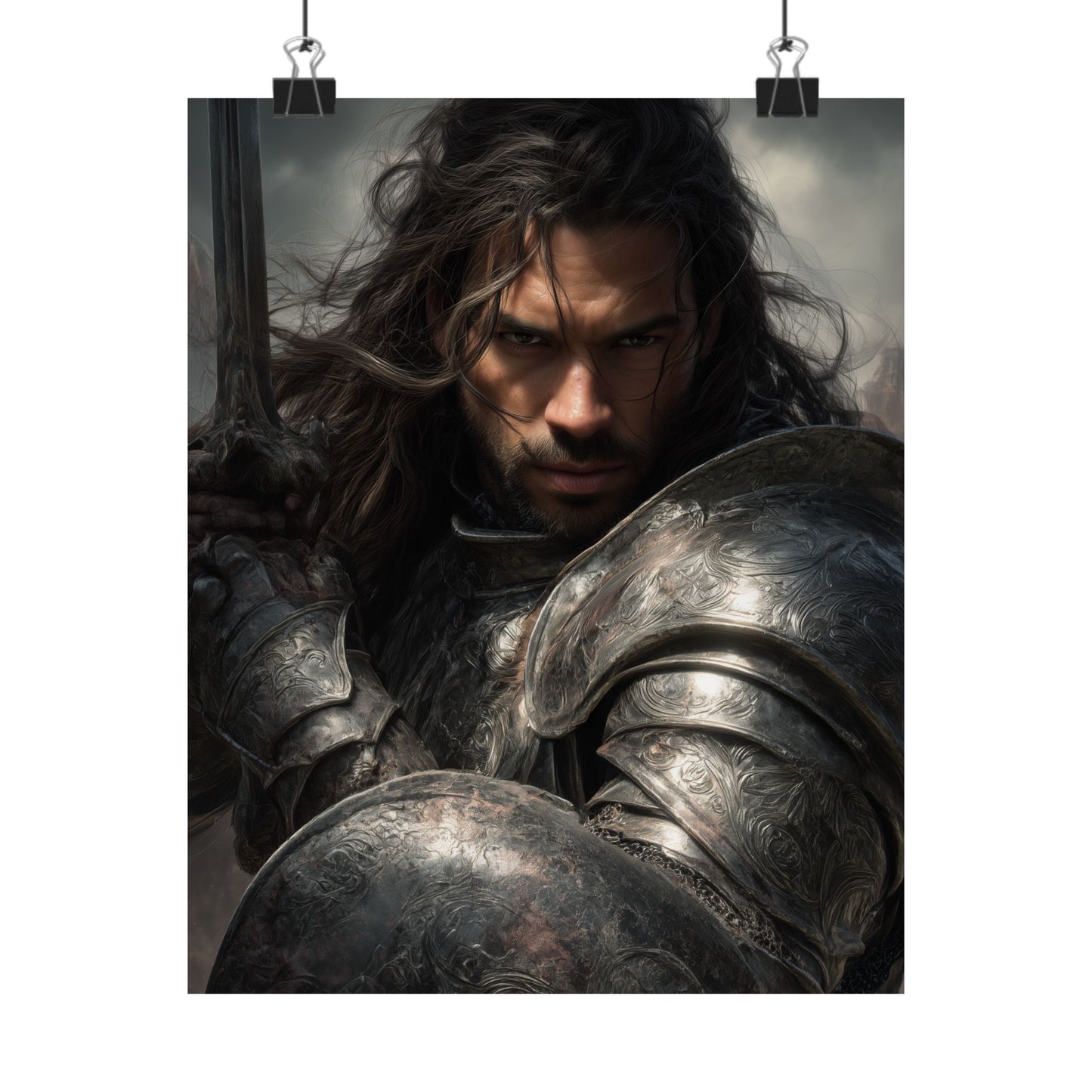 Medieval Knight Matte PAPER POSTER — Dark Fantasy Warrior Wall Art