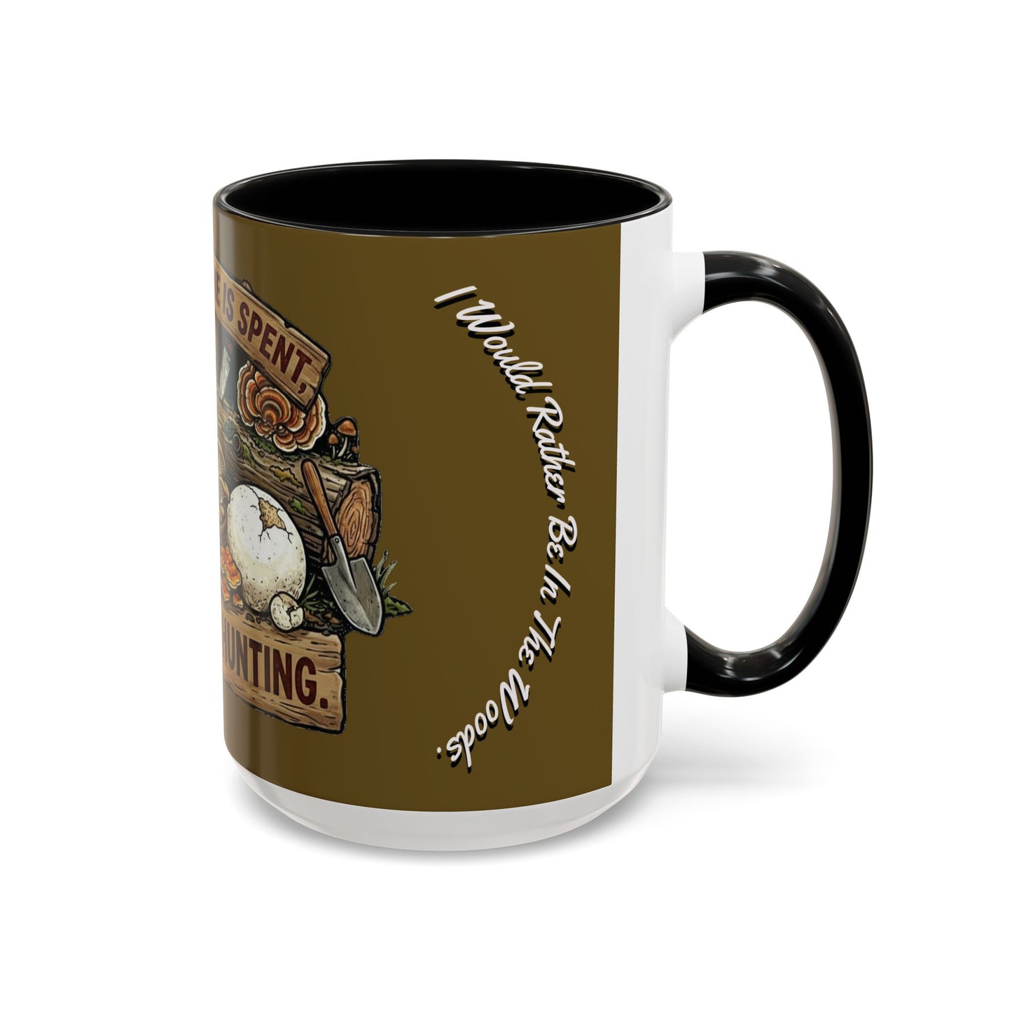 Mushroom Hunting Coffee Mug – "My Spore Time Is Spent" Rustic Forager Accent Mug