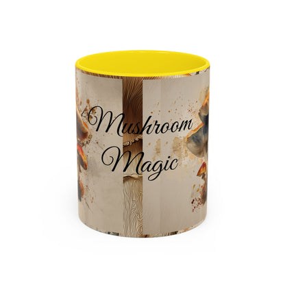Mushroom Magic Accent Coffee Mug — 11/15oz Ceramic Cup with Woodland Fungi Design