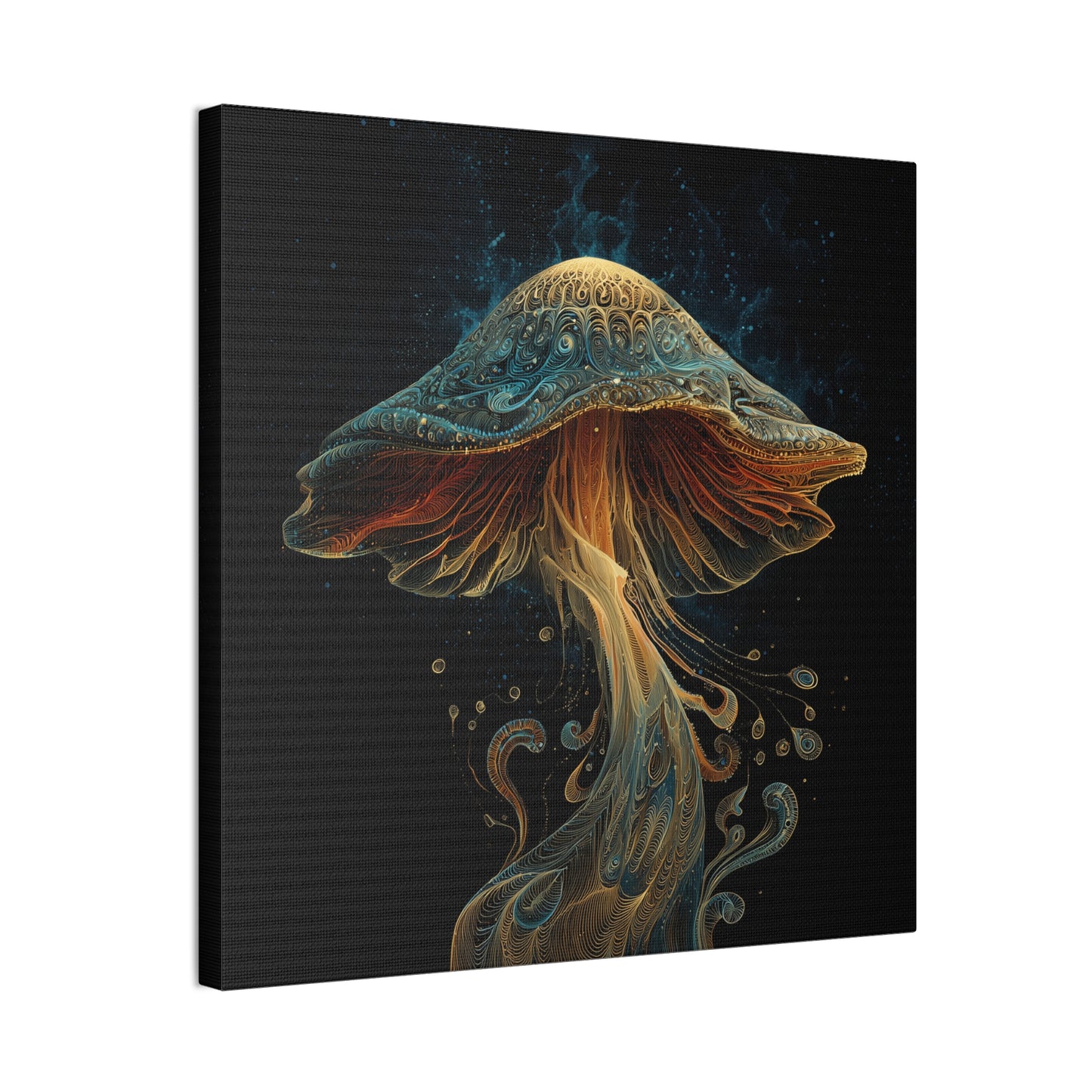 Floating High-Mushroom Canvas Art, Stretched Wall Decor, Bohemian Home Decor, Psychedelic Wall Art, Nature-Inspired Art