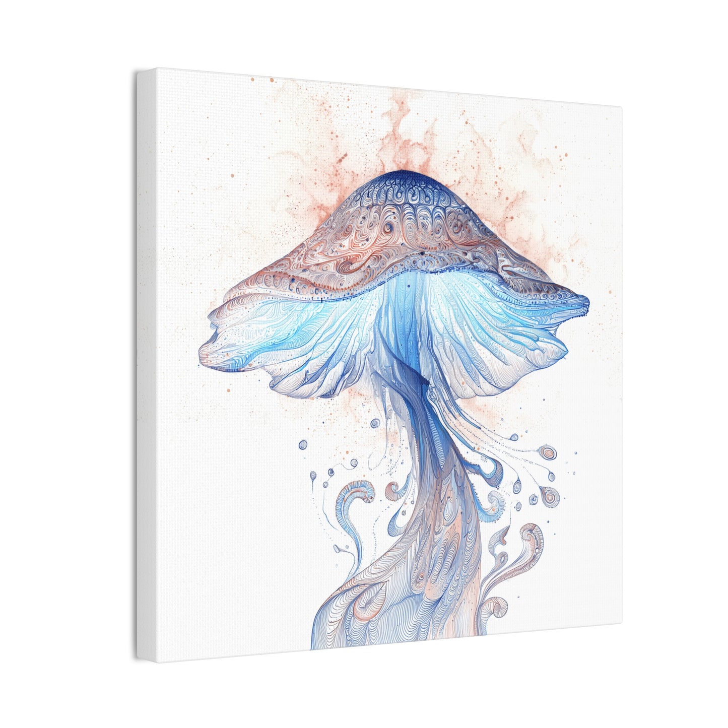 Floating High Inverse -Mushroom Canvas Art, Stretched Wall Decor, Bohemian Home Decor, Psychedelic Wall Art, Nature-Inspired Art