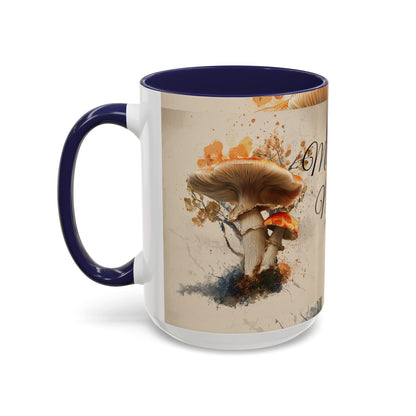 Mushroom Magic Accent Coffee Mug — 11/15oz Ceramic Cup with Woodland Fungi Design