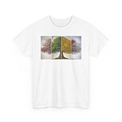 Seasonal Tree Unisex Heavy Cotton Tee | Nature Lover Gift, Fall Fashion, Eco-Friendly Apparel, Casual Wear, Outdoor Adventure