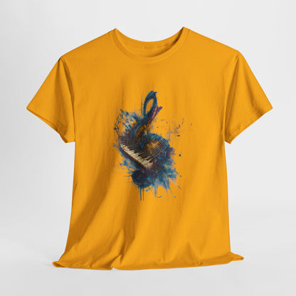 Abstract Music Keyboard Splash T‑Shirt — Watercolor Art Tee
