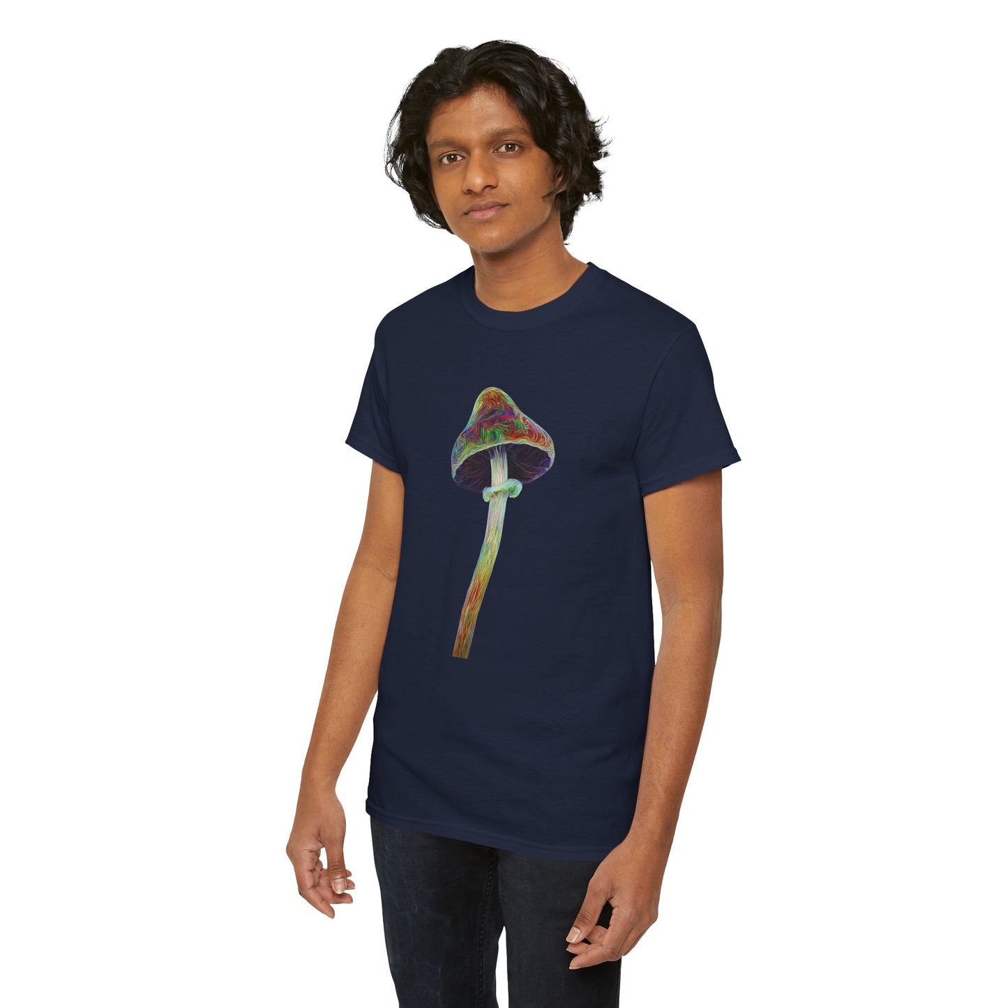 Colorful Psychedelic Mushroom2 - Tee, Unisex Heavy Cotton T-Shirt, Vibrant Graphic Shirt, Perfect for Festivals, Eco-friendly Gift, Casual Wear
