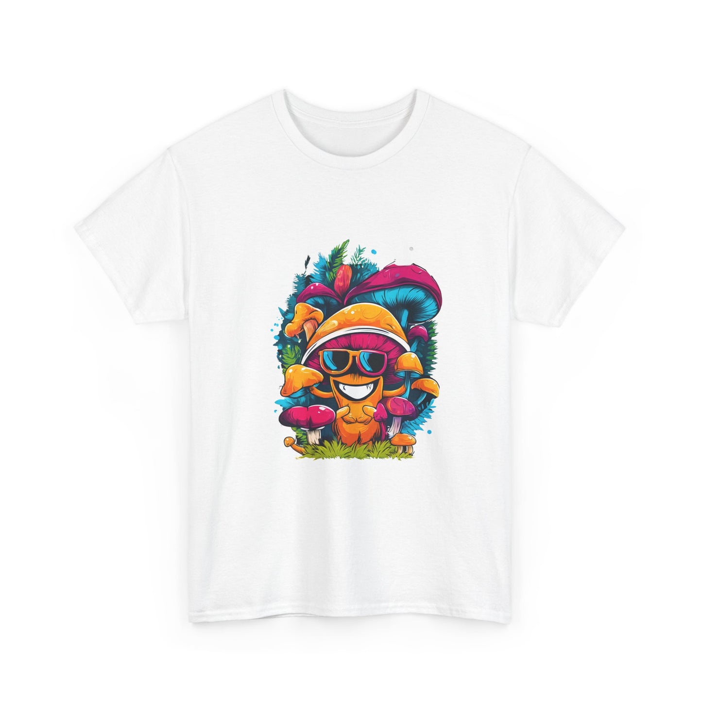 Mushroom Dude -Tee, Unisex Heavy Cotton T-Shirt, Vibrant Graphic Shirt, Perfect for Festivals, Eco-friendly Gift, Casual Wea