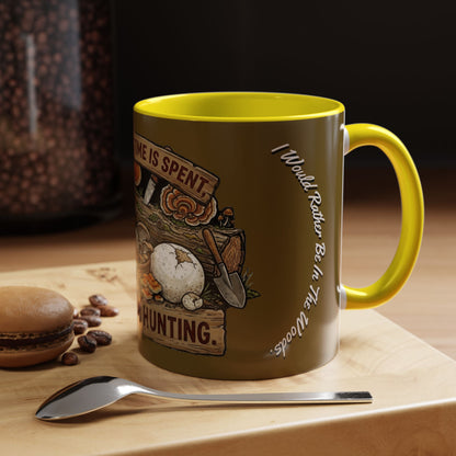 Mushroom Hunting Coffee Mug – "My Spore Time Is Spent" Rustic Forager Accent Mug