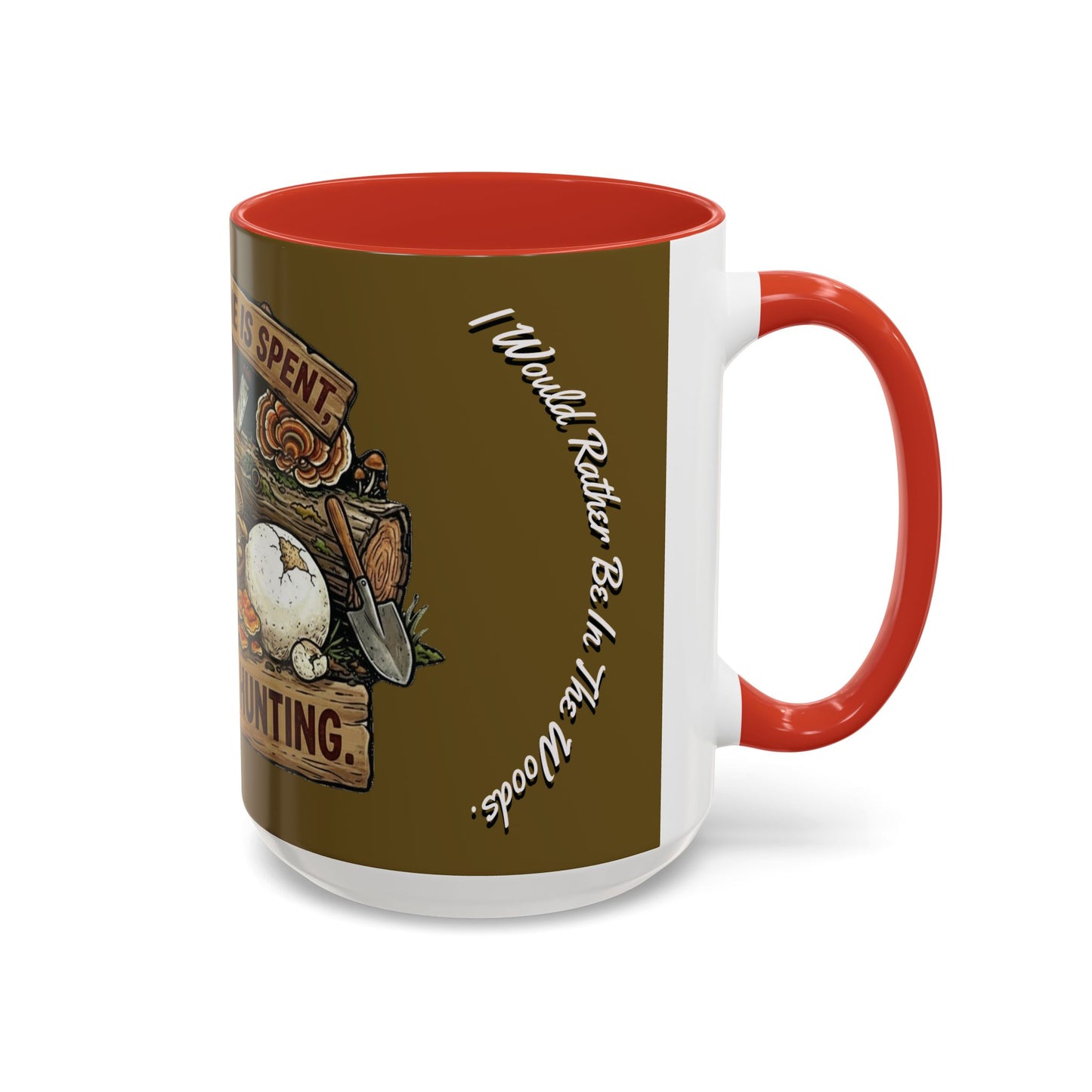 Mushroom Hunting Coffee Mug – "My Spore Time Is Spent" Rustic Forager Accent Mug
