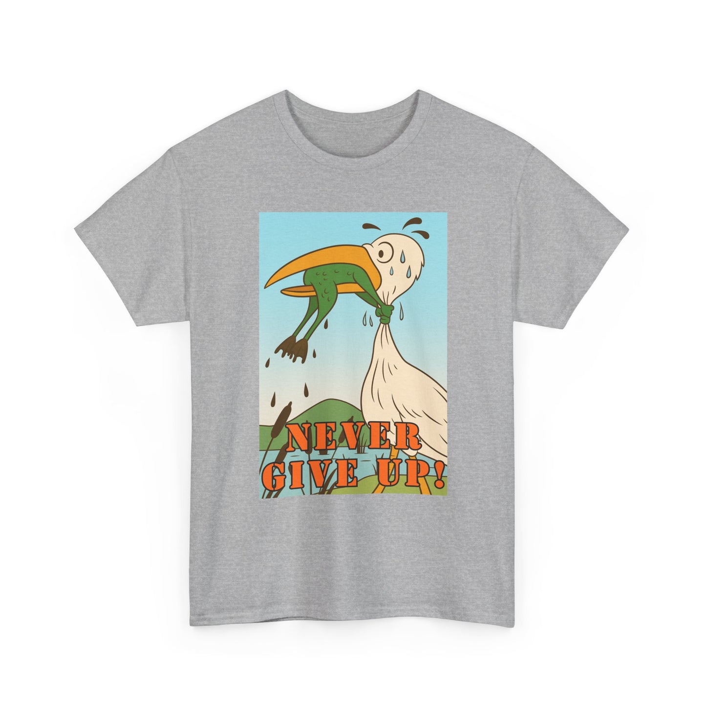 Never Give Up --Unisex Heavy Cotton Tee, Motivational T-Shirt, Supportive Apparel, Gift for Encouragement, Inspirational Wear