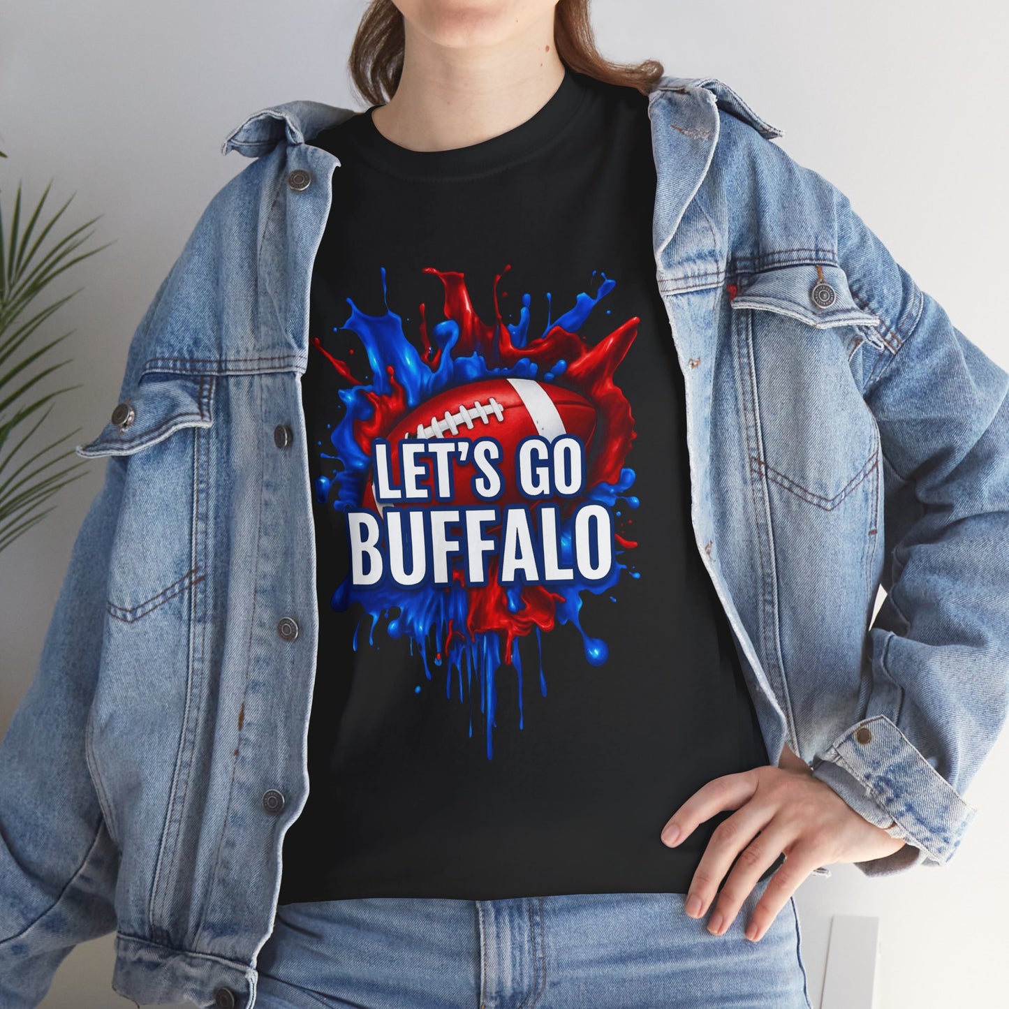 Let's Go Buffalo Splat -Buffalo Sports Fan Tee - Let's Go Buffalo Shirt, Game Day Apparel, Unisex Cotton T-Shirt, Tailgate Wear, Football Team Gear